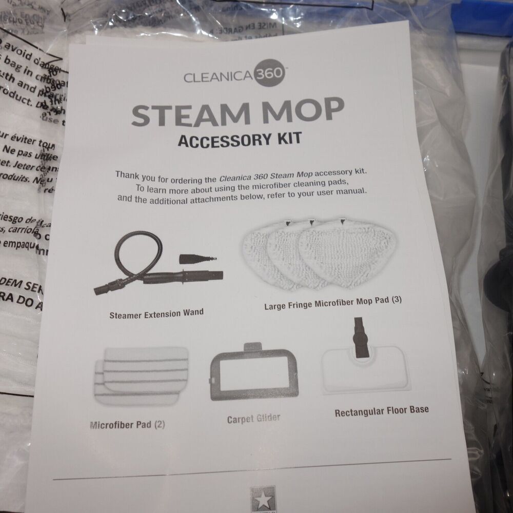 NEW Cleanica 360 Steam Mop Accessory Kit 4-00647-01 Floor Base Microfiber Pads - Picture 3 of 8